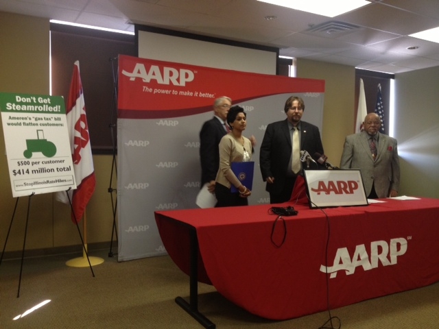 AARP and Citizens'  Utility Board members protest SB1665 and HB2414, measures create a new regulatory process for natural gas companies seeking to charge higher prices for gas delivery. 