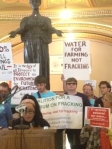 While some environmental groups signed on to the compromise law, others - like these activists protesting at the Capitol - remain opposed to anything but a moratorium on fracking.