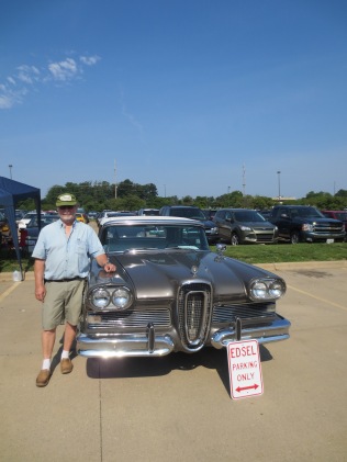 Reg Brown w/ a car owned by his father and Edsel desginer, Roy Brown